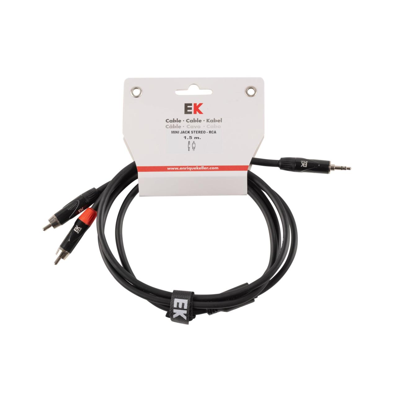 CABLE EK MINI JACK - RCA 1.5 METROS