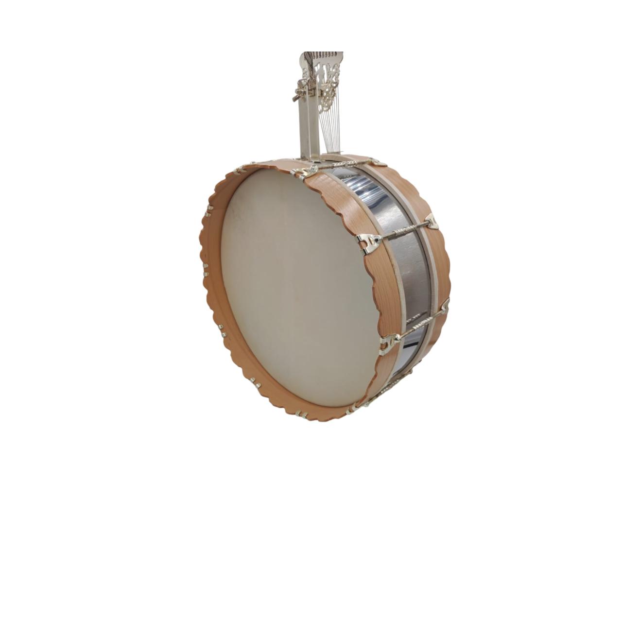 TAMBOR ARTESANAL 35CM TORNILLO CALADO DORADO Y ARO MOLDURA 